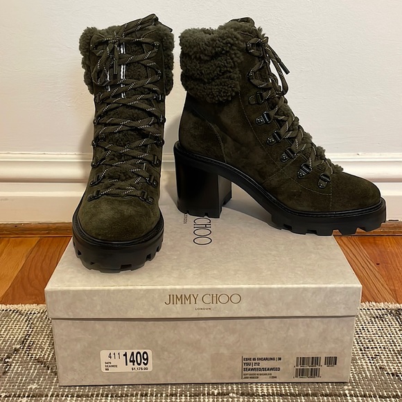 Jimmy Choo, Eshe 65 Shearling Hiking Boot, size 38, Brand New in Box - Picture 1 of 11